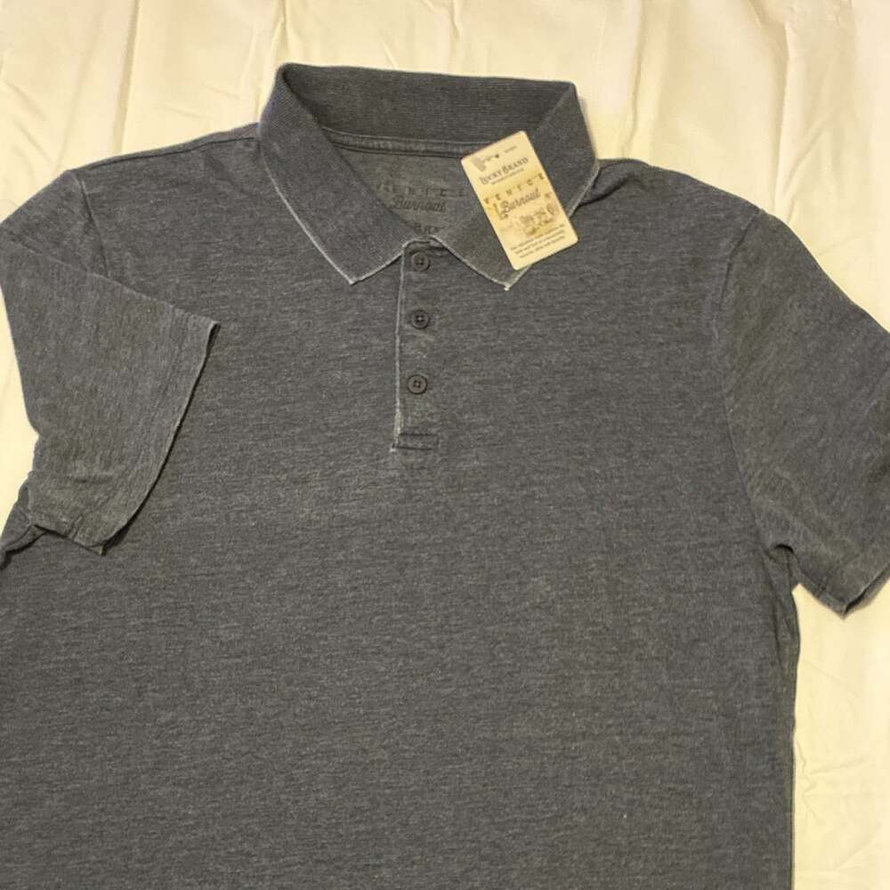 Lucky Brand Venice Men's Polo Shirt Burnout Gray, Short Sleeve, Collared- 277